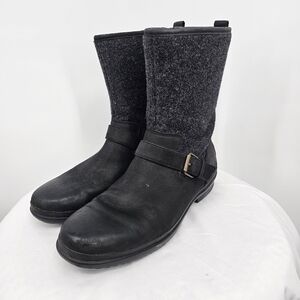 UGG Waterproof Leather & Wool Mid-Calf Boots Buckle Zip Size 9
